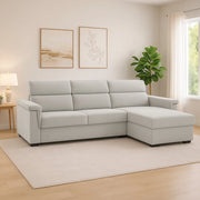 Cintano, Divano Fisso con Penisola Sfoderabile Made in Italy, 285x160 cm Grigio Chiaro
