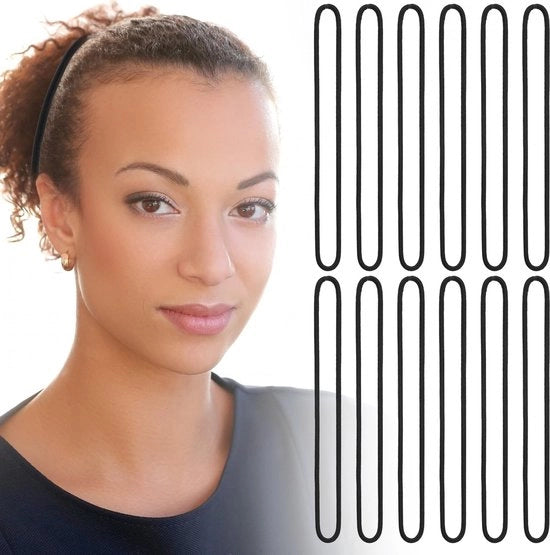 Cinture per capelli extra grandi - 50 pezzi - per capelli lunghi e spessi - elastico per capelli - materiale duraturo in poliestere - colore nero