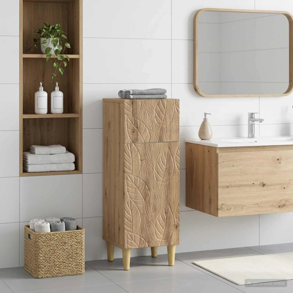Mobiletto da Bagno DELFT Rovere Artigianale 30 x 31 x 80 cm 897054
