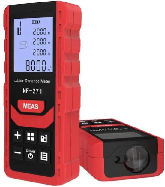 Misuratore Laser a Distanza – Tavolo di Misura – Misurazione di Superficie – Rosso/Nero - 70 metri