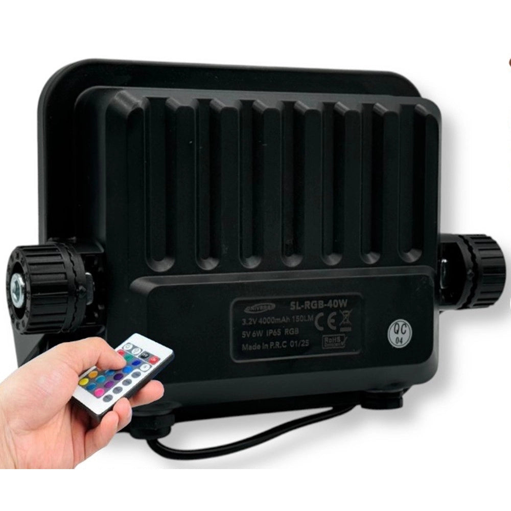 Trade Shop - Faro A Led Proiettore Con Pannello Solare 40 W Rgb Con Telecomando Esterno Ip65 Sl-rgb-40w -