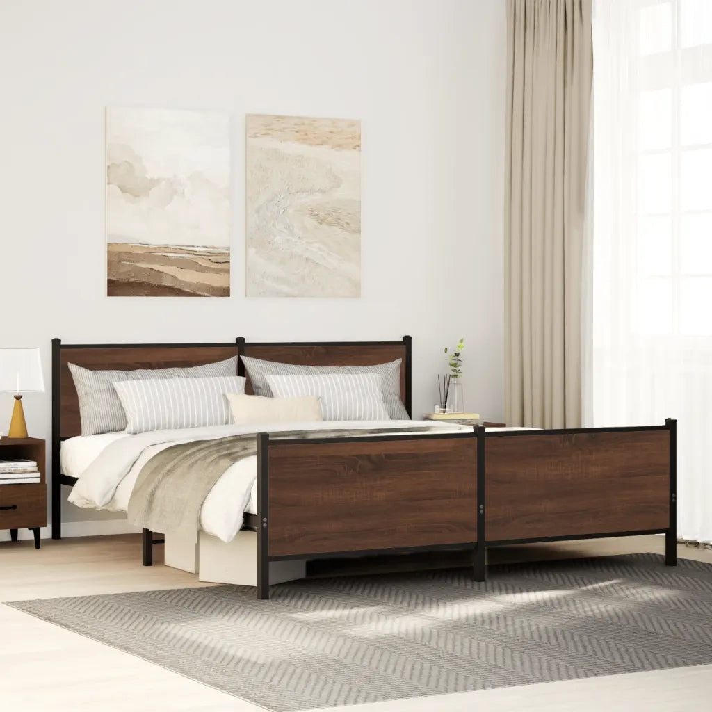 Giroletto senza Materasso in Metallo Rovere Marrone 140x190 cm 3301369