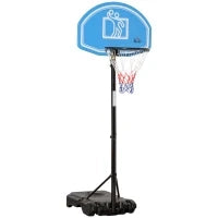 Canestro Basket con Altezza Regolabile 197.5-245cm, Base con Ruote e Tabellone, Blu