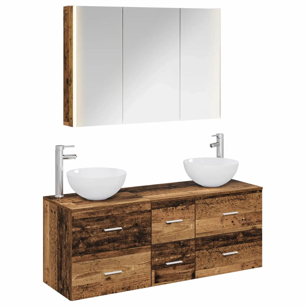Set di mobili per il bagno 4 pcs Legno antico 3406749