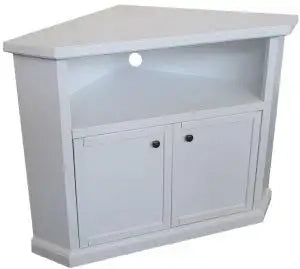 Mobile Porta tv ad angolo Shabby chic bicolore bianco anticato e noce scuro