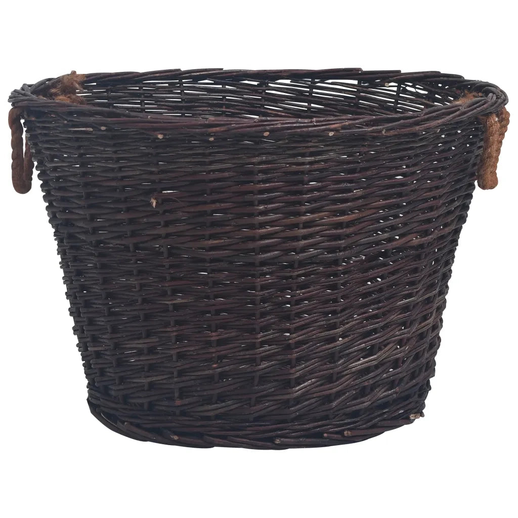 Set Cestini Portalegna Impilabili 3 pz-Cesta Legna da Ardere Marrone Scuro in Salice