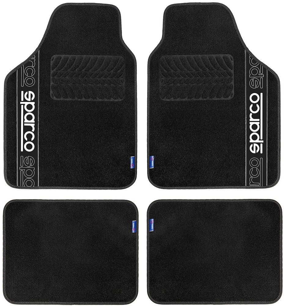 Set 4 tappetini neri per auto Sparco in moquette