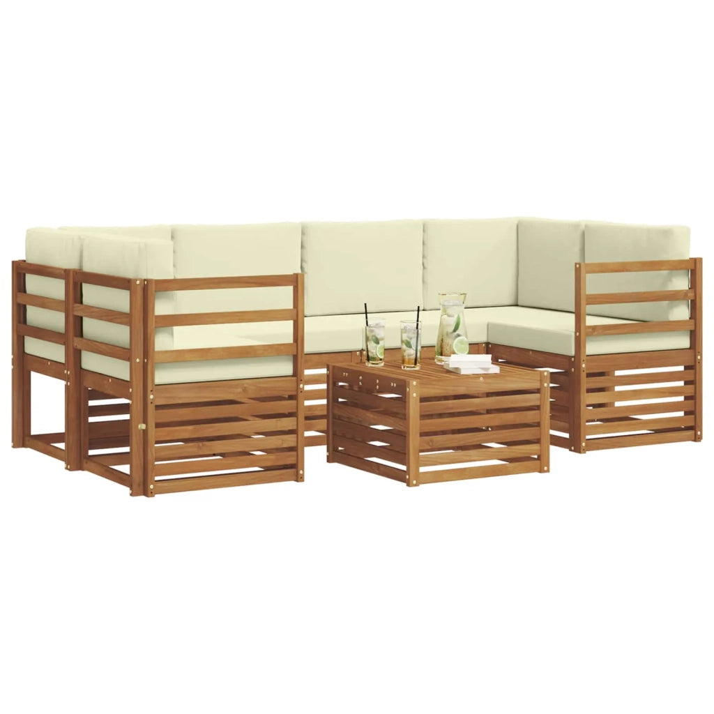 Set di divani da esterno con cuscino 7 pcs Naturale e Crema