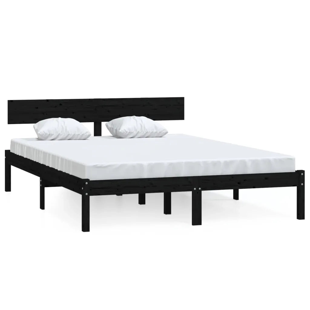 Giroletto-Struttura Letto Nero in Legno Massello 135x190 cm Double 787413
