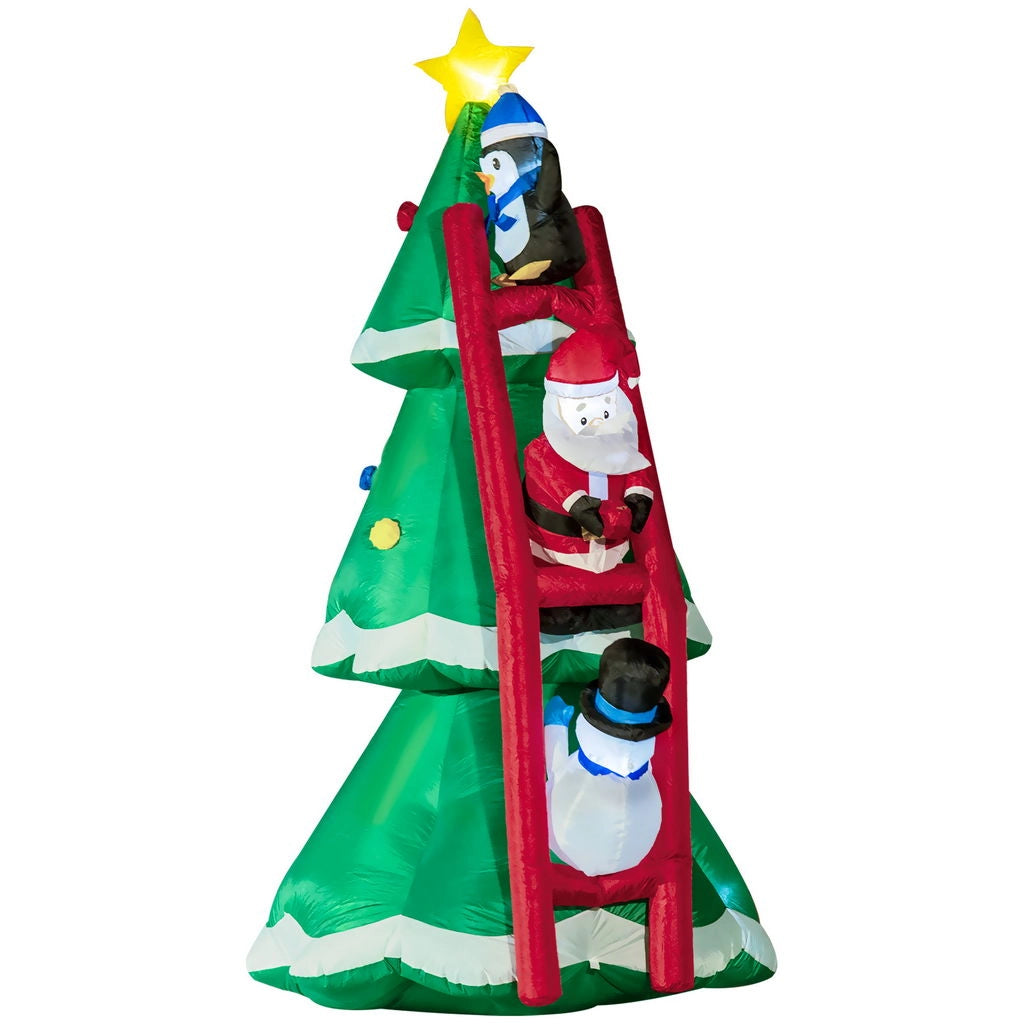 ALBERO DI NATALE GONFIABILE CON BABBO NATALE E LUCI LED 162X125X247CM