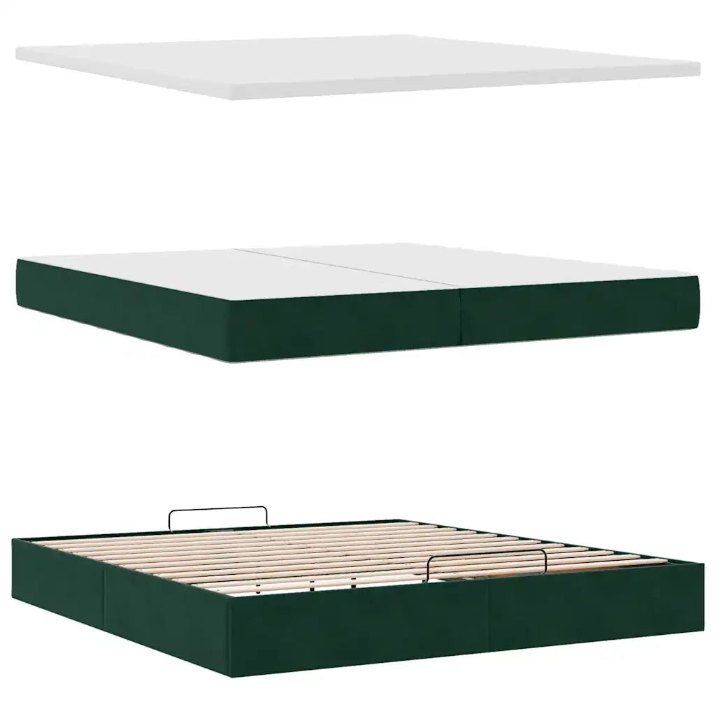Struttura Letto Pouf con Materasso 200x200 cm in Velluto 3311870