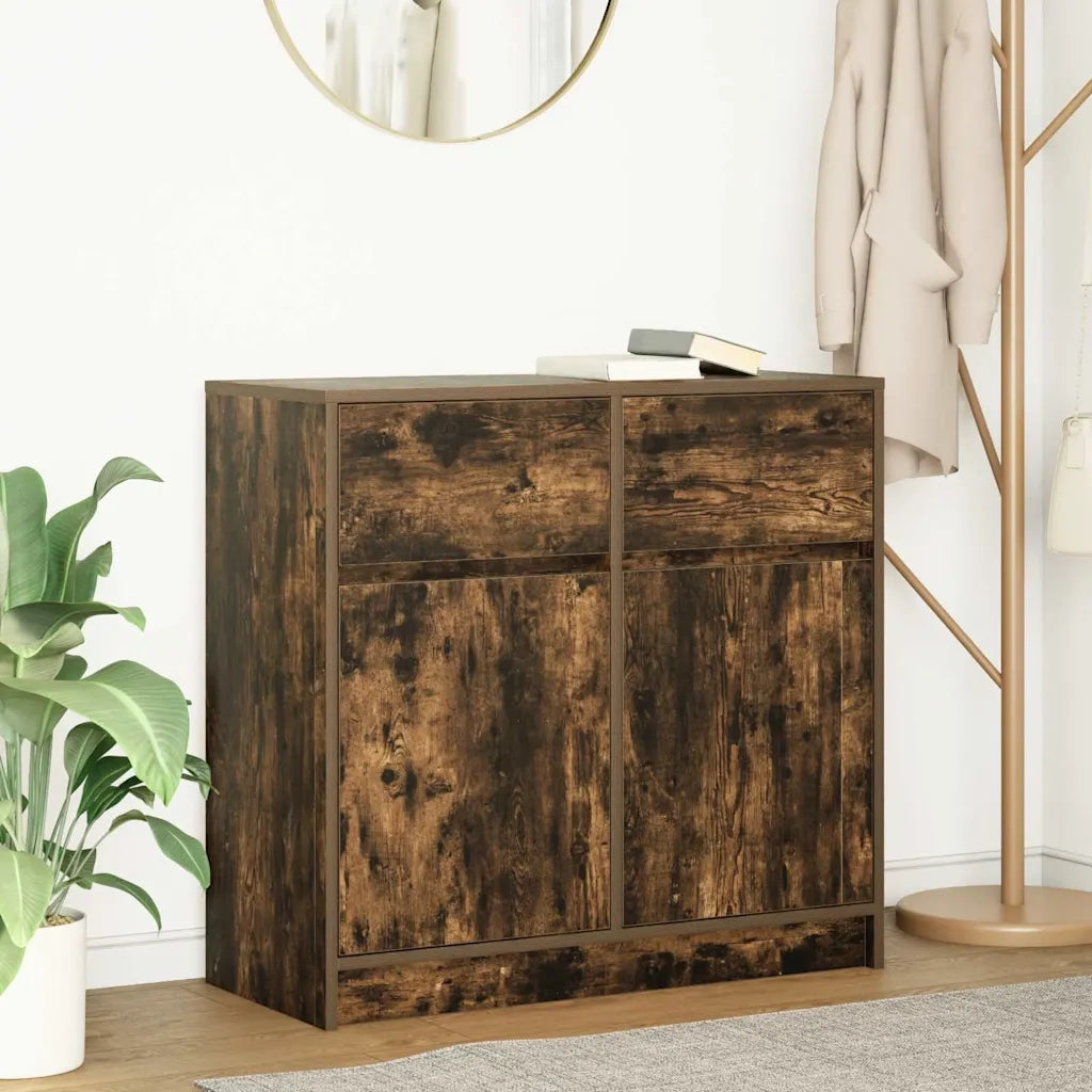 Credenza con Cassetto Rovere Fumo 80x34x76 cm in Truciolato