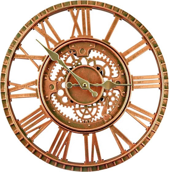 Orologio da muro all'aperto - stile vintage - idoneo per l'esterno - 30 cm - rame rosso - impermeabile