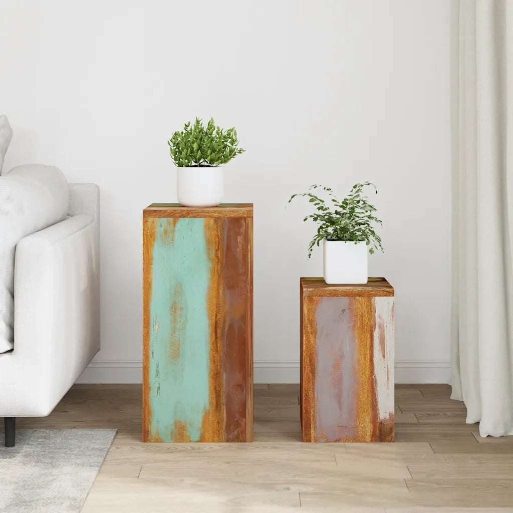 Supporti per Piante 2 pz in Legno Massello di Recupero 320806