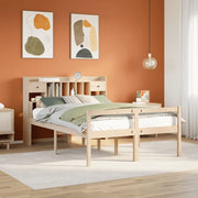 Letto Libreria senza Materasso 140x190 cm in Legno di Pino