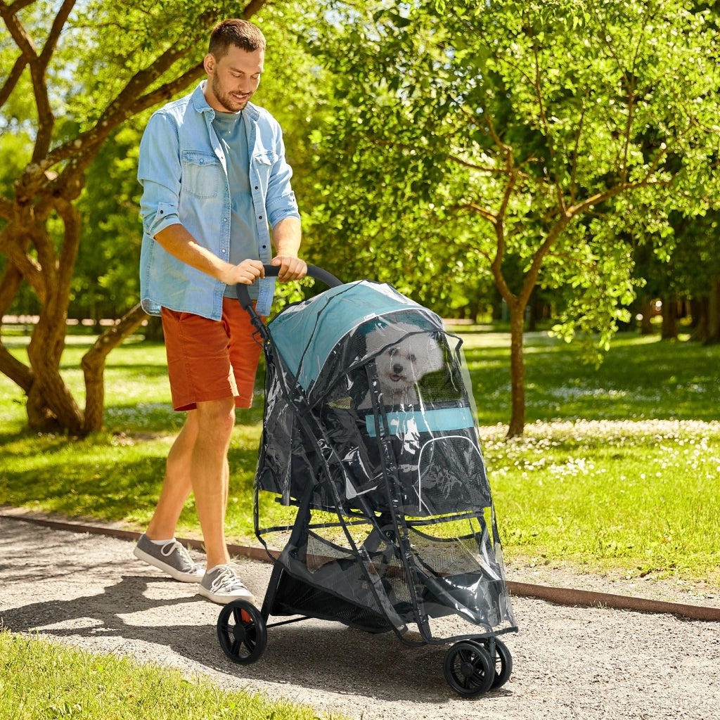 Carrello per animali domestici pieghevole ¨C Zephmum ¨C Blu e Nero con ombrellone