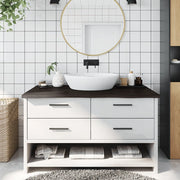 Piano Bagno Marrone Scuro 100x60x(2-4)cm Legno Trattatocod mxl 102851