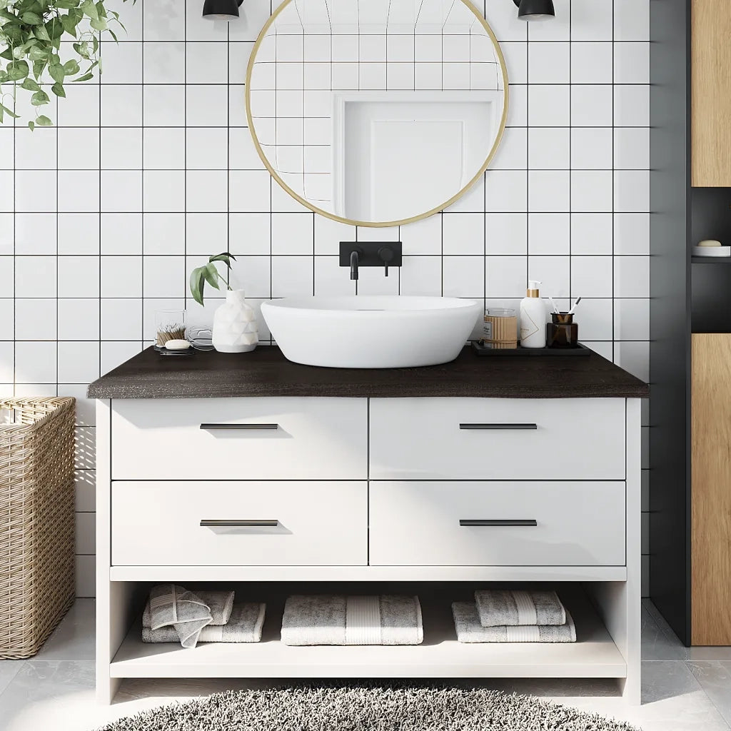 Piano Bagno Marrone Scuro 100x60x(2-4)cm Legno Trattatocod mxl 102851