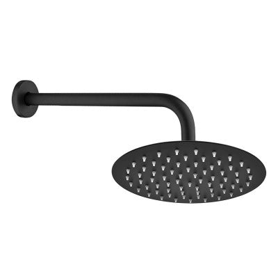 Braccio per soffione doccia 40 cm tondo in acciaio nero opaco