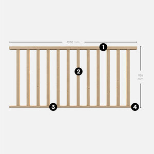CLARO - Kit di riempimento per balaustra in legno da 1,93 m