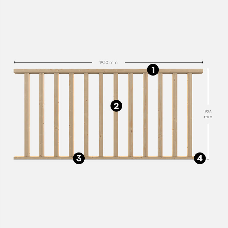 CLARO - Kit di riempimento per balaustra in legno da 1,93 m