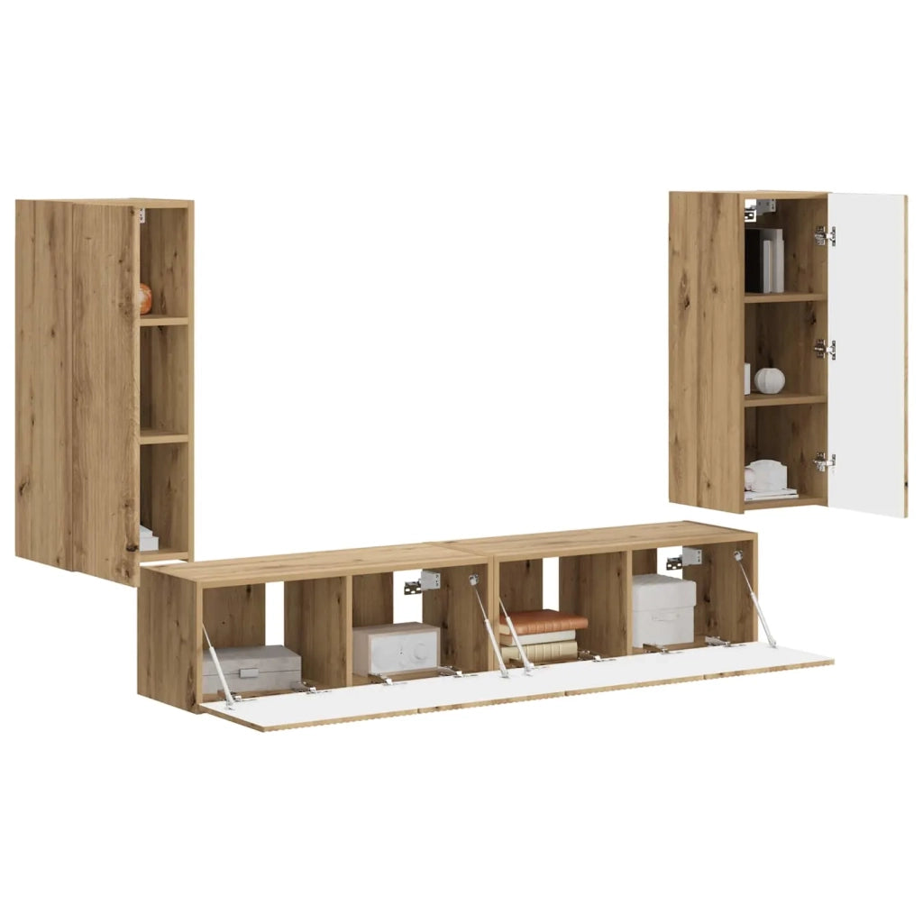 Set di Mobiletto da TV a Parete 4 pcs Rovere artigianale 3408924