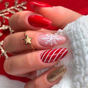 Set di chiodi per capelli da 24 con strisce rosse e bianche, design invernale e natalizio per donne