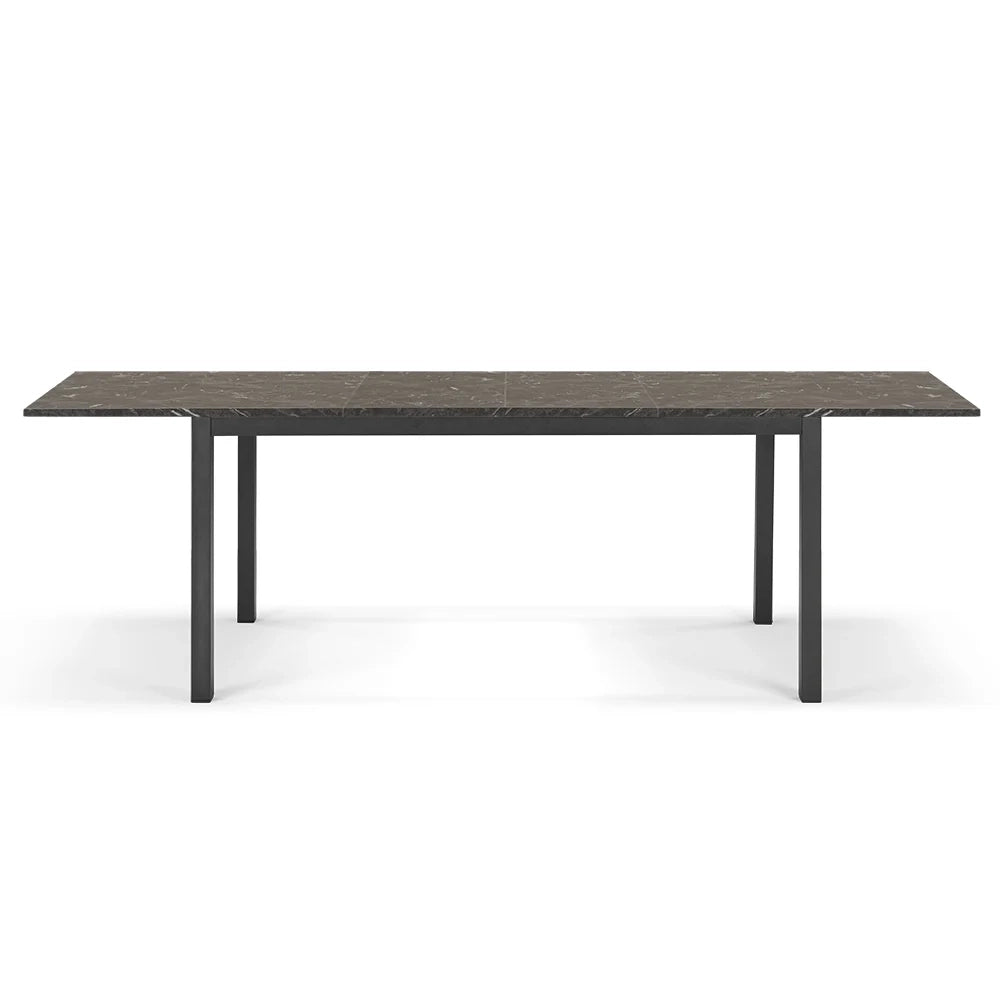 Tavolo da pranzo allungabile Pietra Nera 160x85 modello GIOTTO MADE IN ITALY con 2 allunghe laterali da 40 cm per sala da pranzo, cucina e soggiorno, design moderno