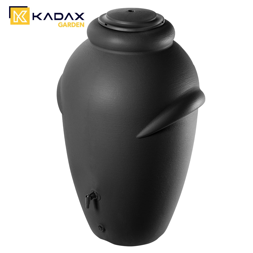 Serbatoio per acqua piovana KADAX 360L Contenitore per acqua a forma di barile + rubinetto Vaso da fiori Antracite