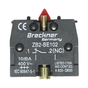 Blocco contatti ausiliari 1NC, 400V/10A 22mm LAY5 Breckner Germany