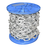 Catena elettrozincata 7,9x32,3x30mm DIN5685A 10m/rotolo tamburo di plastica