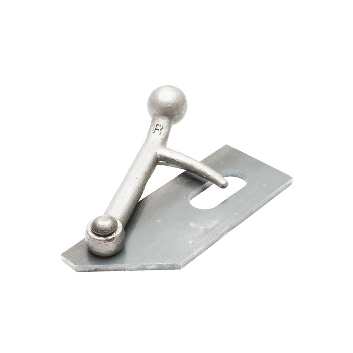 Cerniera destra con staffa e gancio di bloccaggio per serrande di rimorchi per auto