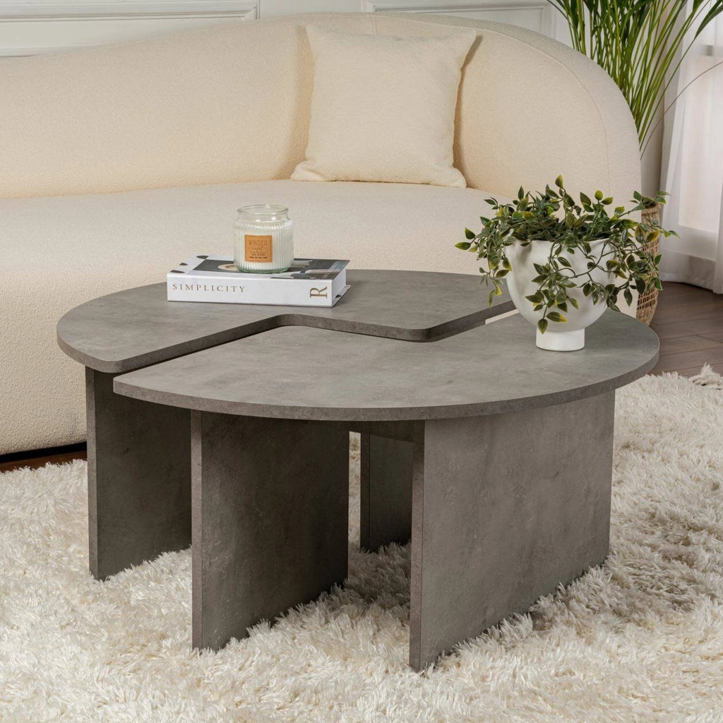 Tavolino da salotto Tairn, Tavolo basso da caffè, Portariviste per divano, Ripiano da soggiorno, 90x90 h41 cm, Grigio