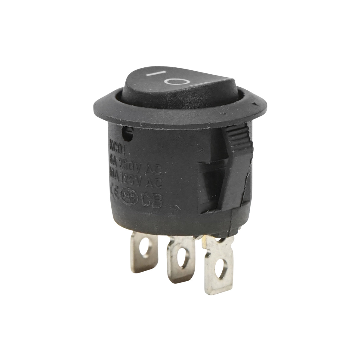 Interruttore universale rotondo 3 pin fi 20mm con punto morto ON-OFF-ON I-O-II 6A 250VAC/10A 125VAC