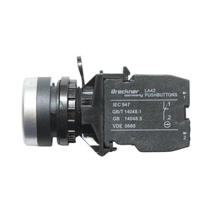 Pulsante con ritorno 1NO+1NC bianco, 10A/600V AC, 1A/250V DC LA42 Breckner Germany