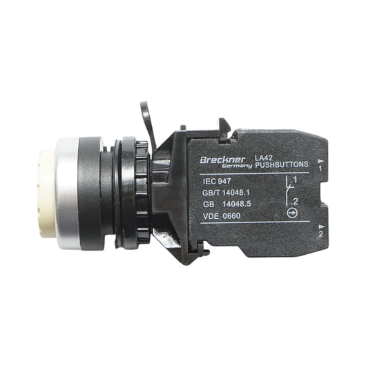 Pulsante convesso con ritorno 1NO+1NC bianco, 10A/600V AC, 1A/250V DC LA42 Breckner Germany