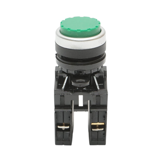 Pulsante convesso con ritorno 1NO+1NC verde, 10A/600V AC, 1A/250V DC LA42 Breckner Germany