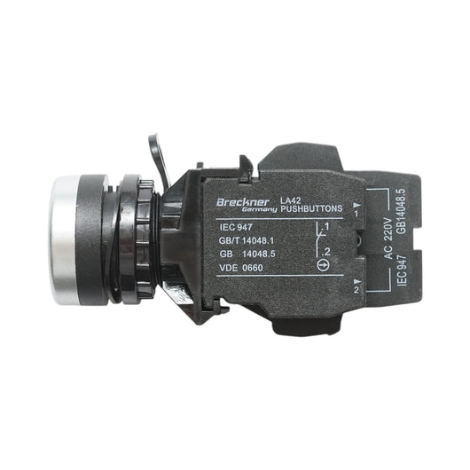 Pulsante di comando illuminato 220V AC LED rosso con ritorno 1NO+1NC, 10A/600V AC, 1A/250V DC LA42 Breckner Germany