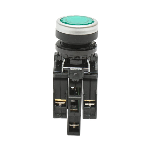 Pulsante di comando illuminato 220V AC LED verde con ritorno 1NO+1NC, 10A/600V AC, 1A/250V DC LA42 Breckner Germany