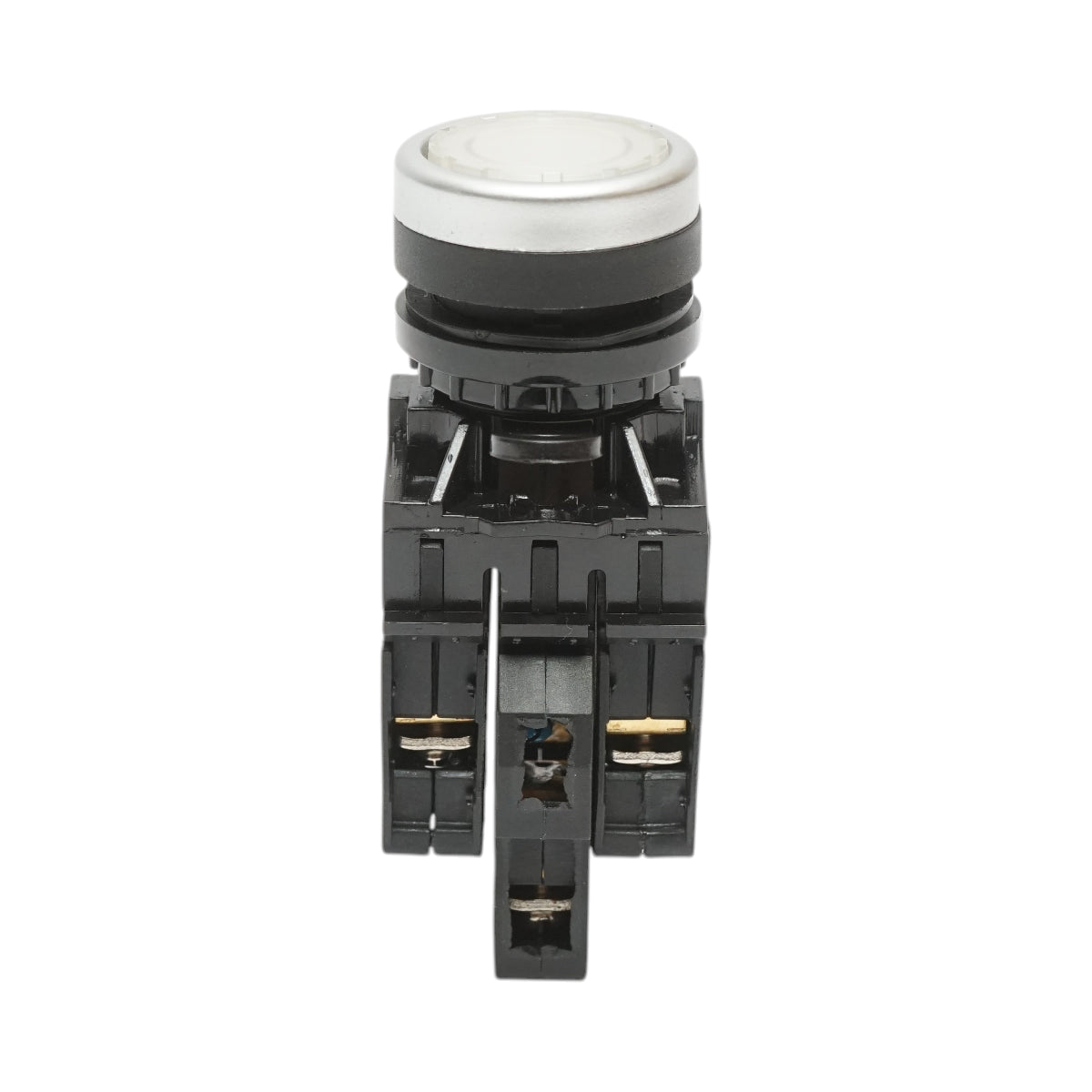 Pulsante di comando illuminato 24V AC/DC LED bianco con ritorno 1NO+1NC, 10A/600V AC, 1A/250V DC LA42 Breckner Germany