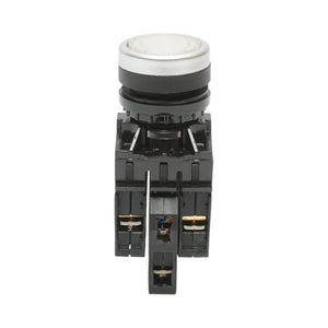 Pulsante di comando illuminato 24V AC/DC LED bianco con ritorno 1NO+1NC, 10A/600V AC, 1A/250V DC LA42 Breckner Germany