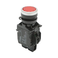 Pulsante di comando illuminato 24V AC/DC LED rosso con ritorno 1NO+1NC, 10A/600V AC, 1A/250V DC LA42 Breckner Germany