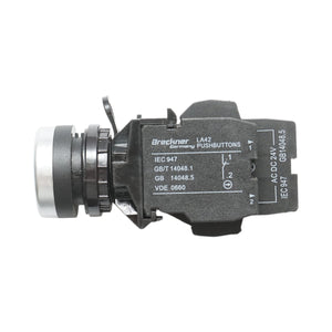 Pulsante luminoso 24V AC/DC LED verde con ritorno 1NO+1NC, 10A/600V AC, 1A/250V DC LA42 Breckner Germany