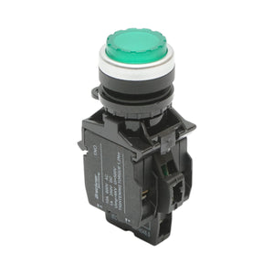 Pulsante luminoso convesso 24V AC/DC LED verde con ritorno 1NO+1NC, 10A/600V AC, 1A/250V DC LA42 Breckner Germany