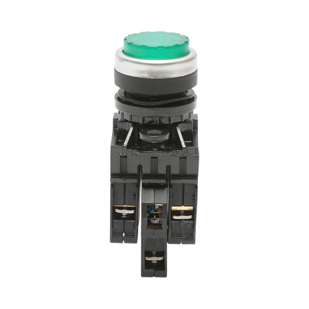 Pulsante luminoso convesso 24V AC/DC LED verde con ritorno 1NO+1NC, 10A/600V AC, 1A/250V DC LA42 Breckner Germany