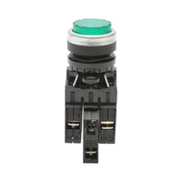 Pulsante luminoso convesso 24V AC/DC LED verde con ritorno 1NO+1NC, 10A/600V AC, 1A/250V DC LA42 Breckner Germany