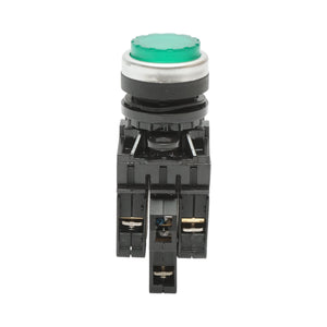 Pulsante luminoso convesso 24V AC/DC LED verde con ritorno 1NO+1NC, 10A/600V AC, 1A/250V DC LA42 Breckner Germany
