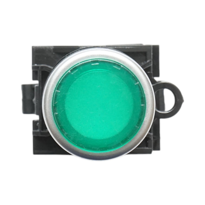 Pulsante luminoso convesso 24V AC/DC LED verde con ritorno 1NO+1NC, 10A/600V AC, 1A/250V DC LA42 Breckner Germany