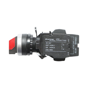 Selettore luminoso 24V AC/DC LED rosso a 3 posizioni 2NO, 10A/600V AC, 1A/250V DC LA42 Breckner Germany