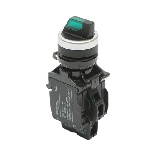 Selettore luminoso 24V AC/DC LED verde a 3 posizioni 2NO, 10A/600V AC, 1A/250V DC LA42 Breckner Germany